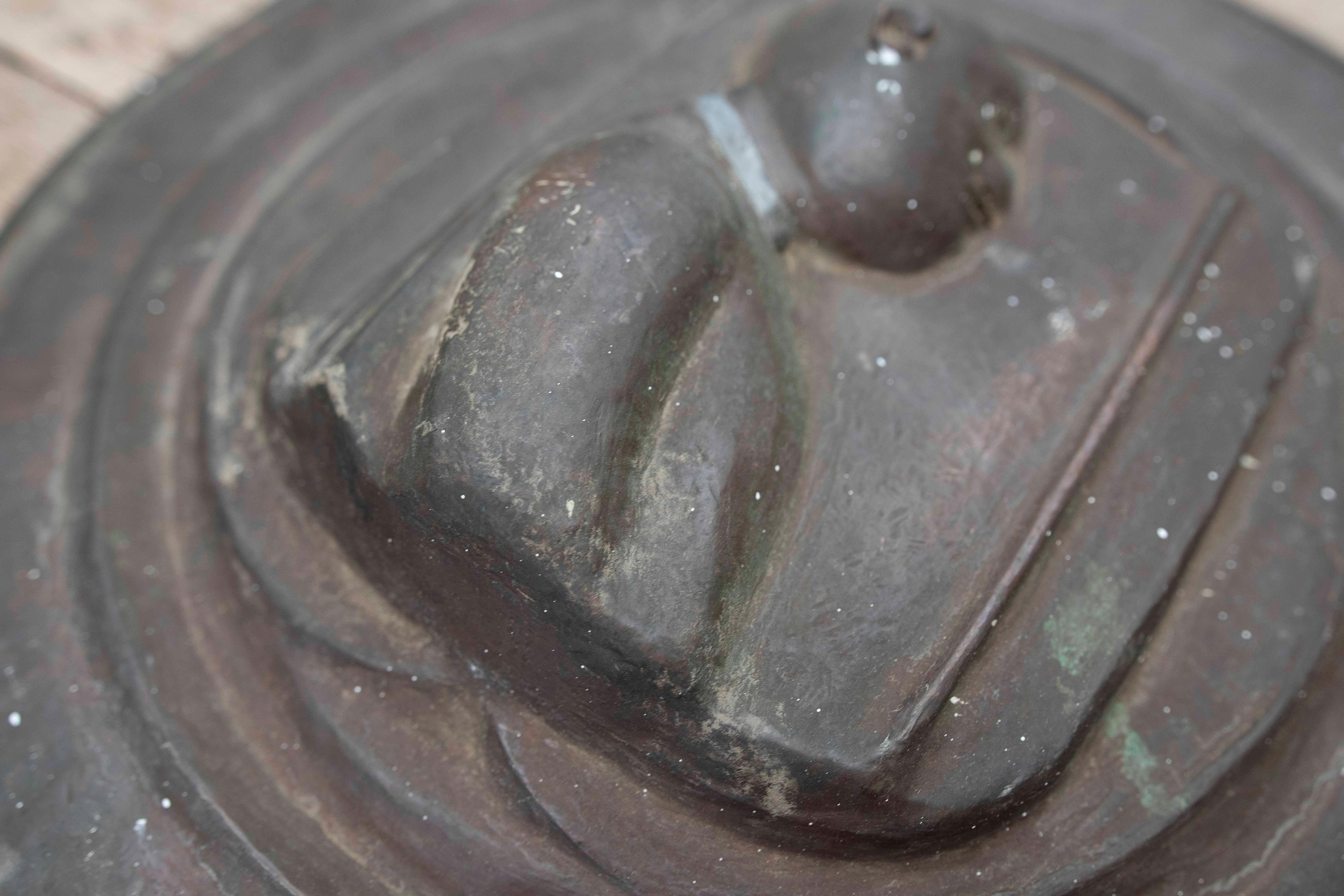 1970s Metal Medallion or Plaque with a Male Bust in Relief in Classicist Style For Sale 4