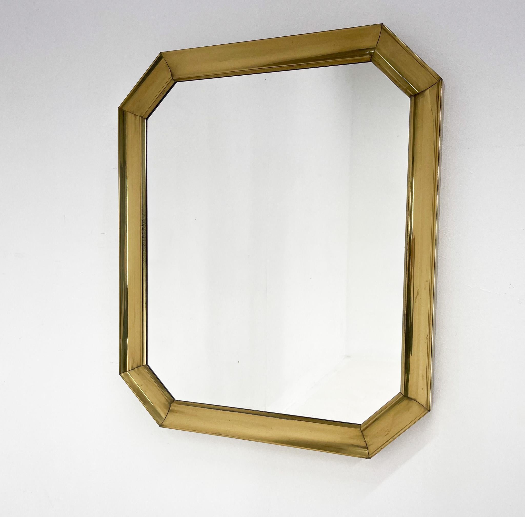 1970s Metal Mirror with Gold Patina, Czechoslovakia For Sale 6
