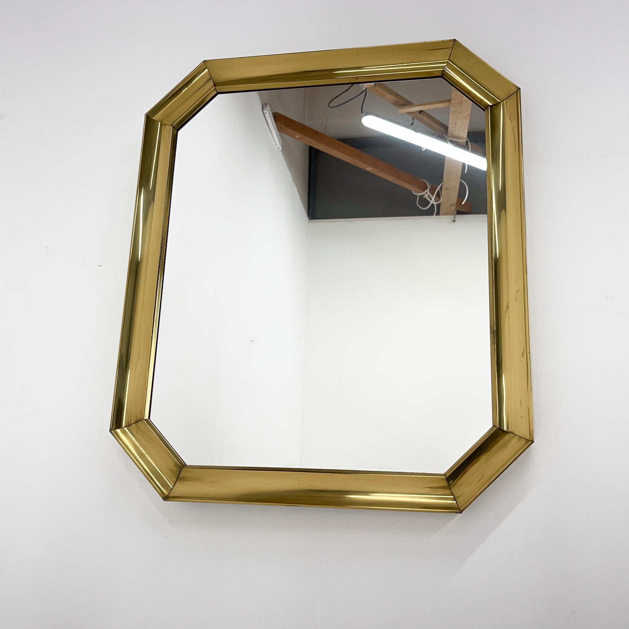 1970s Metal Mirror with Gold Patina, Czechoslovakia In Good Condition For Sale In Praha, CZ