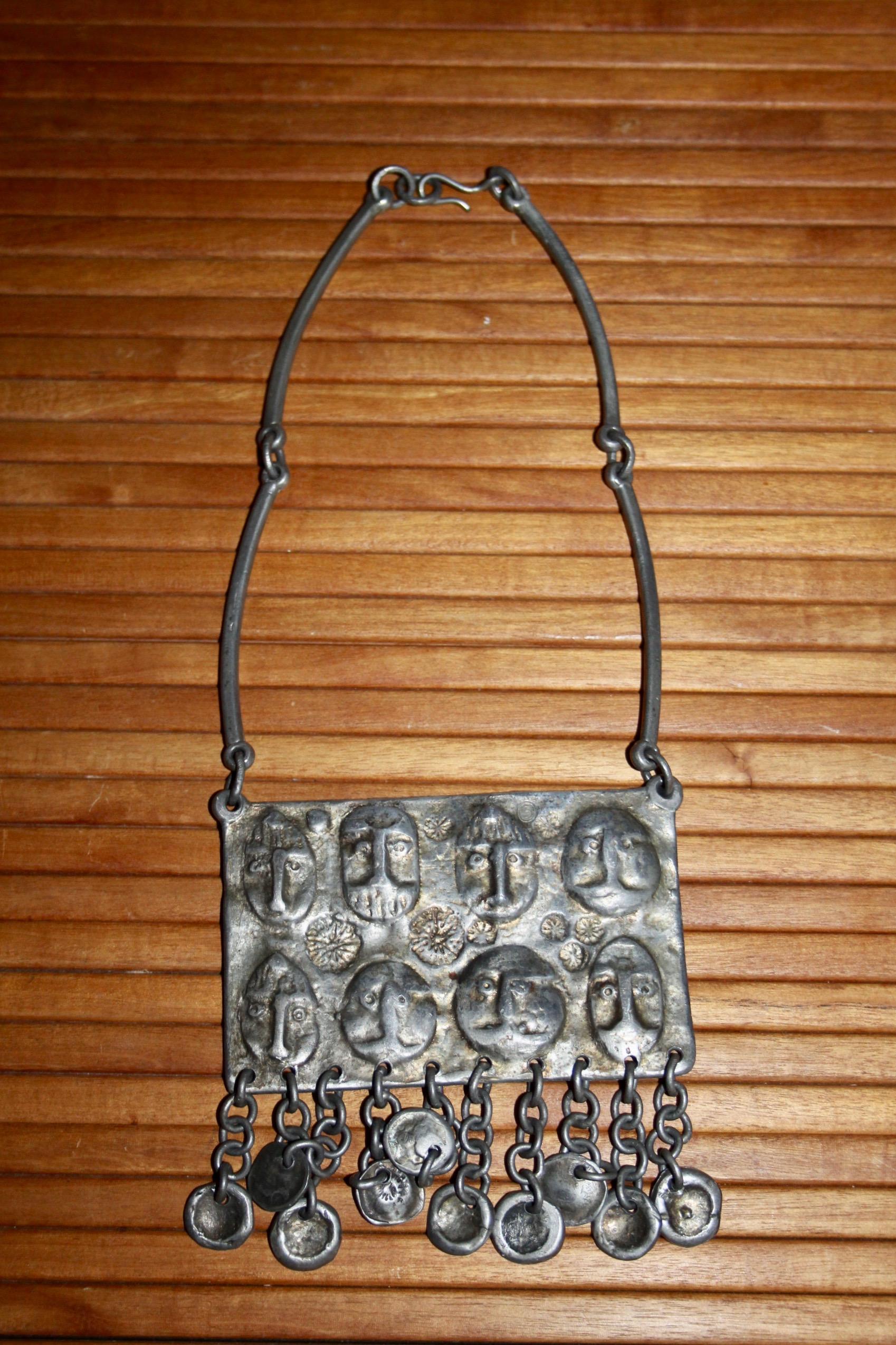 European 1970s metal necklace For Sale