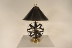 1970s Metal Orb Lamp with Metal and Brass Shade
