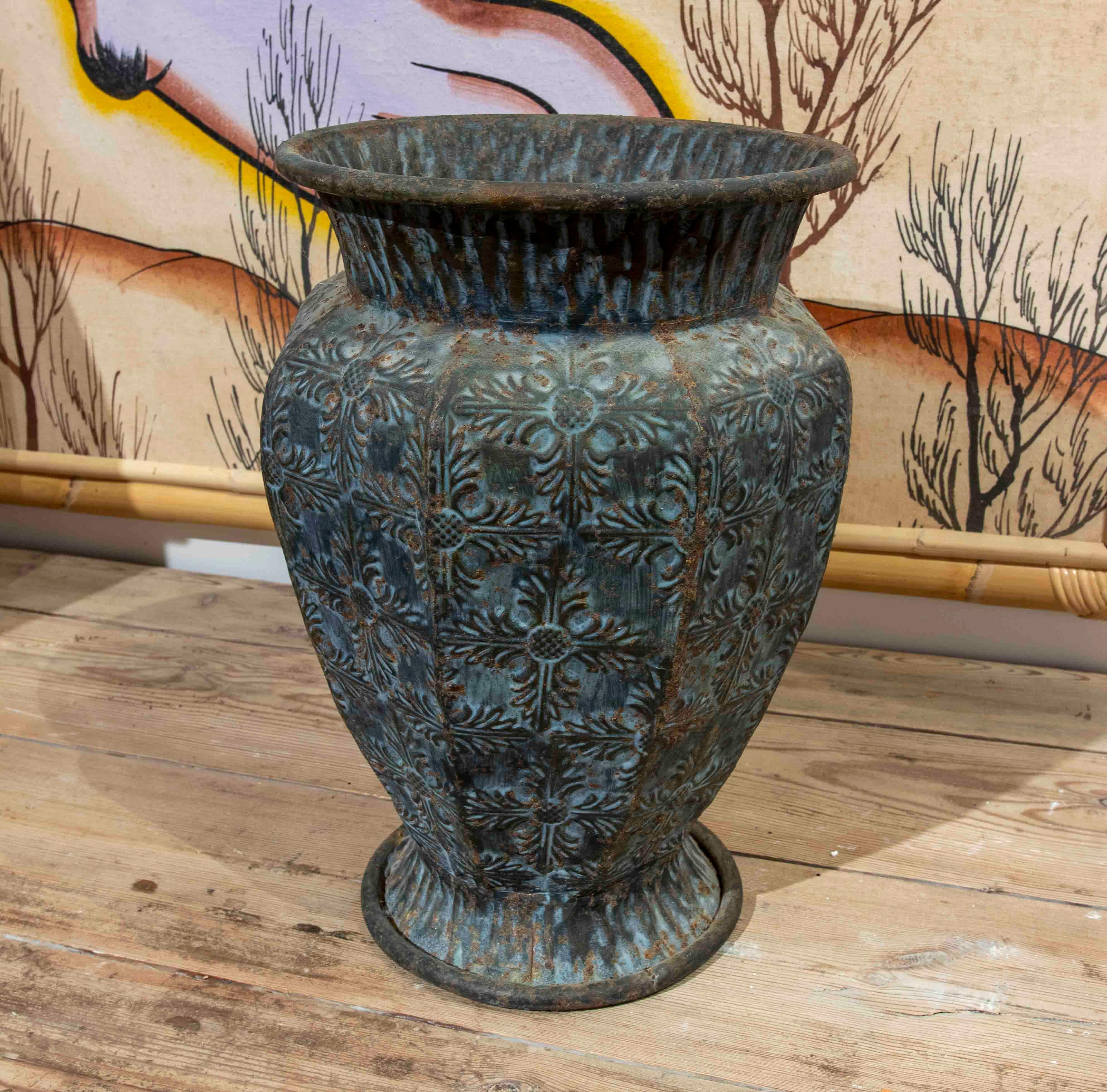 1970s Metal Vase Decorated with Bronze Colour Finish.