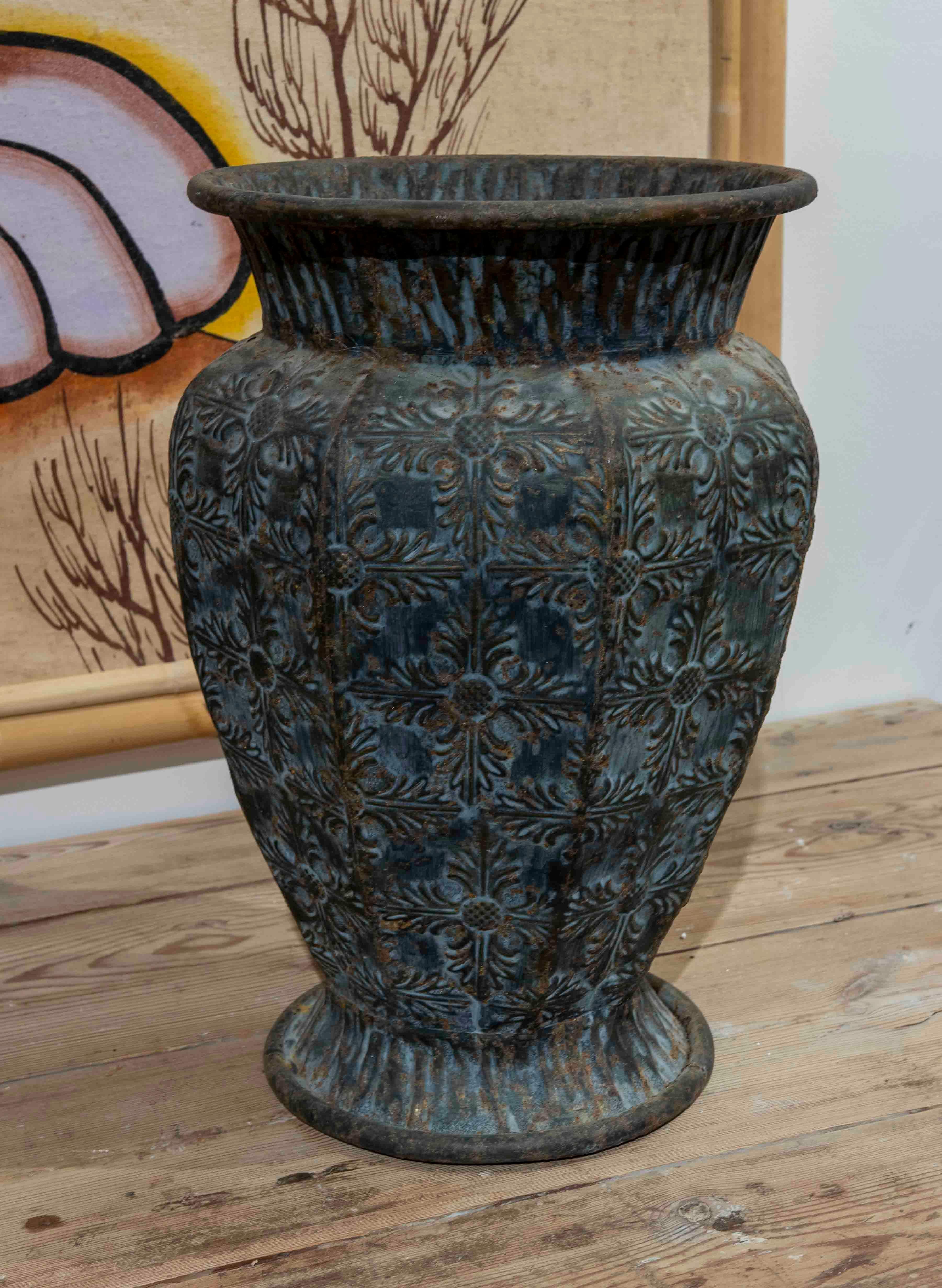 European 1970s Metal Vase Decorated with Bronze Colour Finish