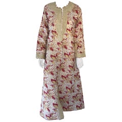 1970s Metallic Brocade Moroccan Caftan, Kaftan Maxi Dress North Africa, Morocco