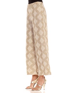 1970S Metallic Gold Poly Lurex Knit Bell Bottom Pants