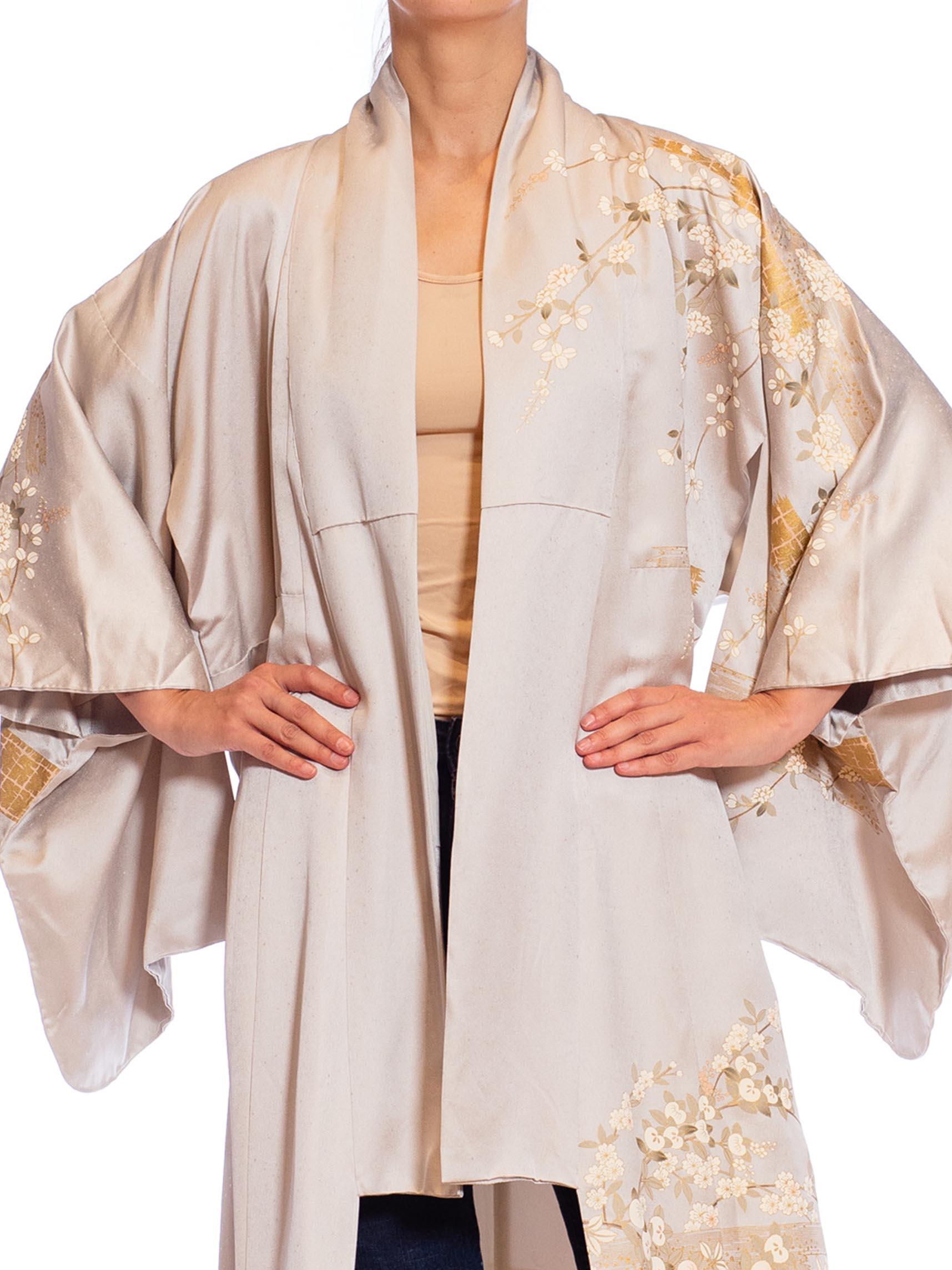 1970S Metallic Gold & Silver Silk Long Kimono 5