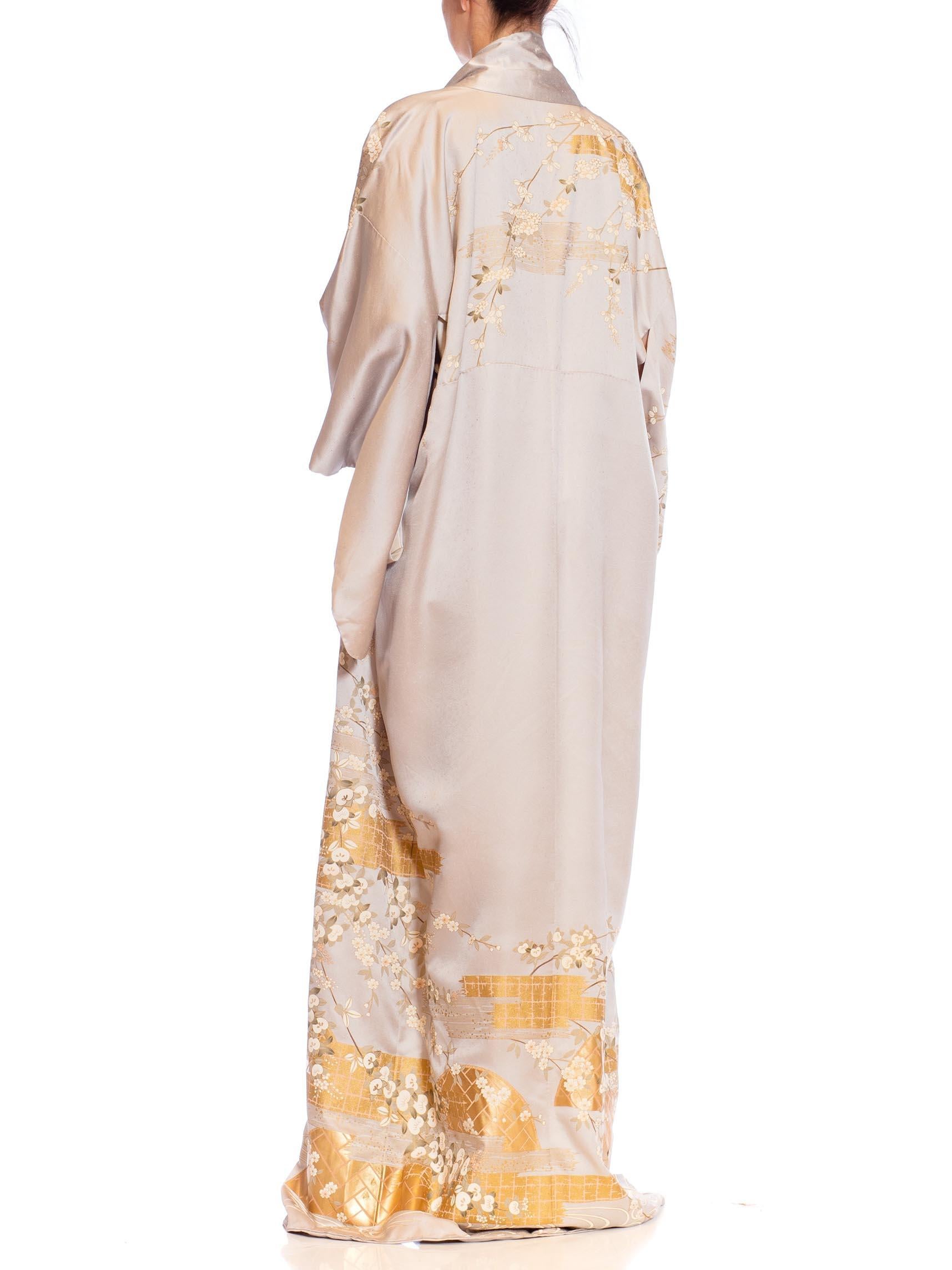 1970S Metallic Gold & Silver Silk Long Kimono 3