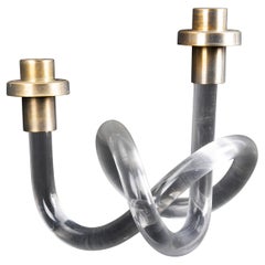 Wandlampe aus Metraquilato und Bronze aus den 1970er Jahren mit geschwungenen Formen