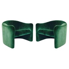 Used 1970s Metropolitan Furniture Corporation Green Velvet Lounge Chairs