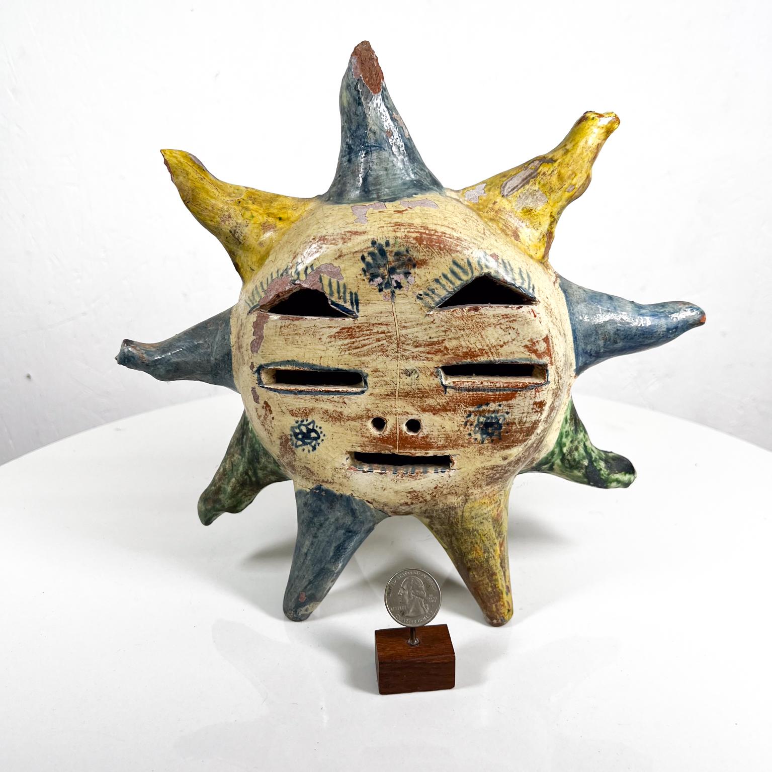 1970s Modern Decorative Mexican Art Pottery Table Star Sun Face Candle Holder
10.5w x3.25d x 10.38h
Preowned vintage unrestored condition.
See all images.