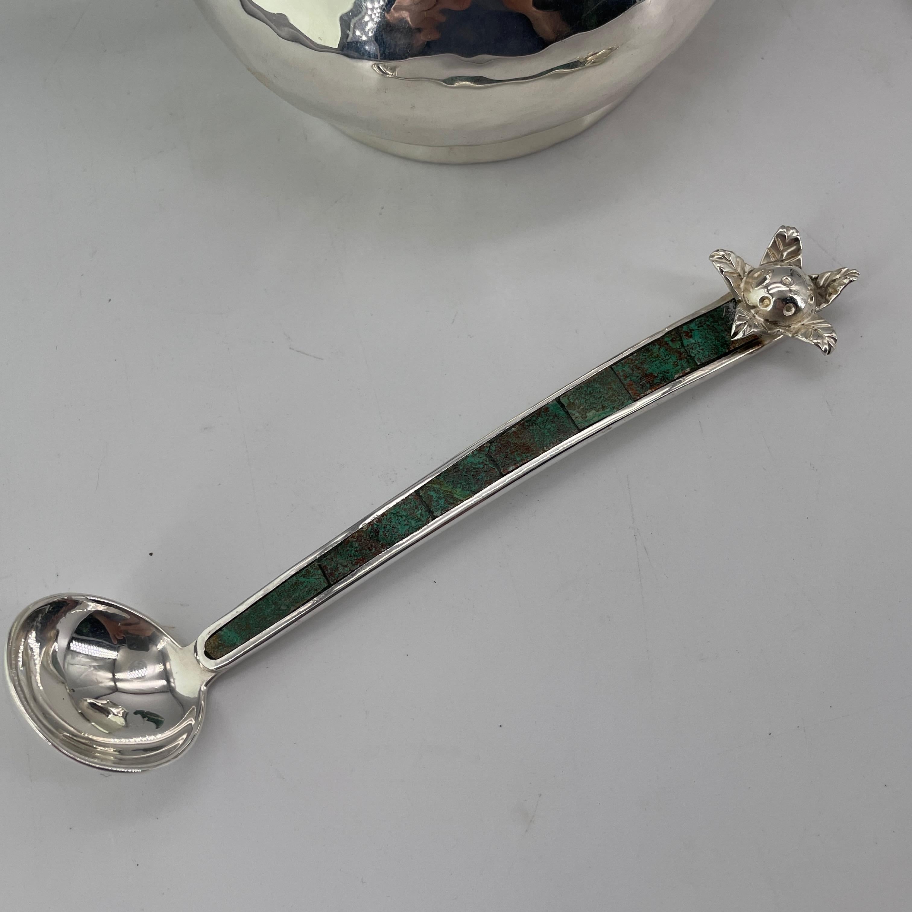 1970s Mexican Emilia Castillo Parrot Sugar Spice Bowl Flower Spoon Vintage MCM 10