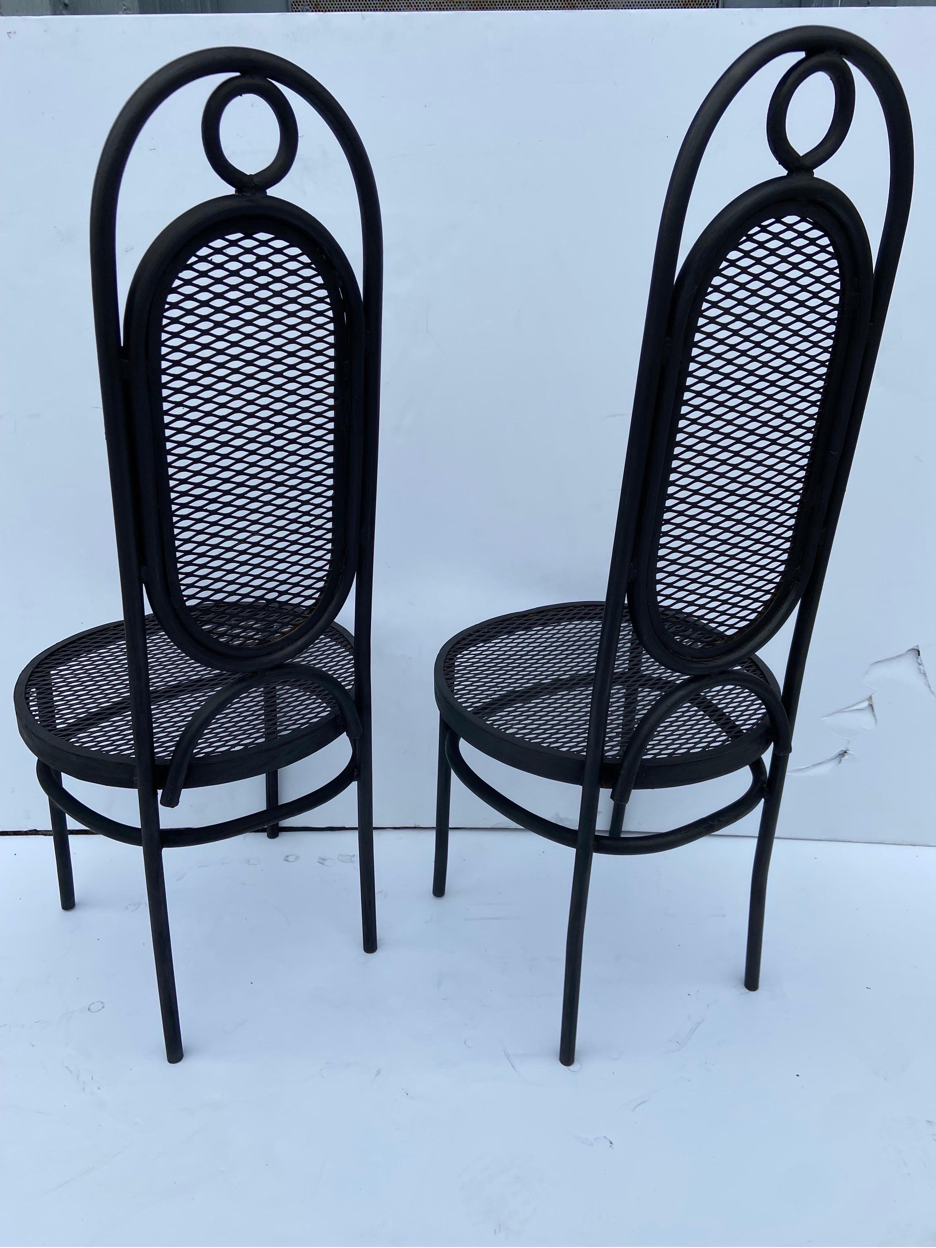 Arts and Crafts 1970s Mexican Iron Side Chairs in the Style of the Model 17 by Thonet, a Pair For Sale