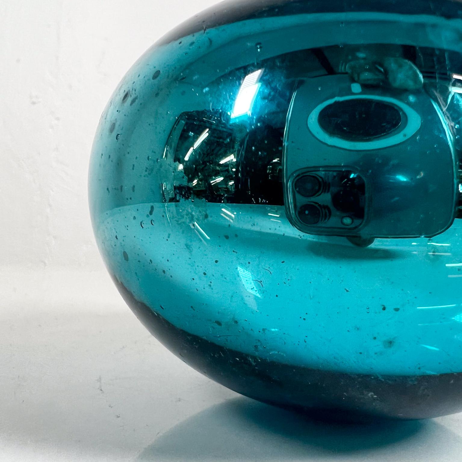 1970s Mexican Midcentury Mercury Glass Art Ball Ethereal Blue In Good Condition In Chula Vista, CA