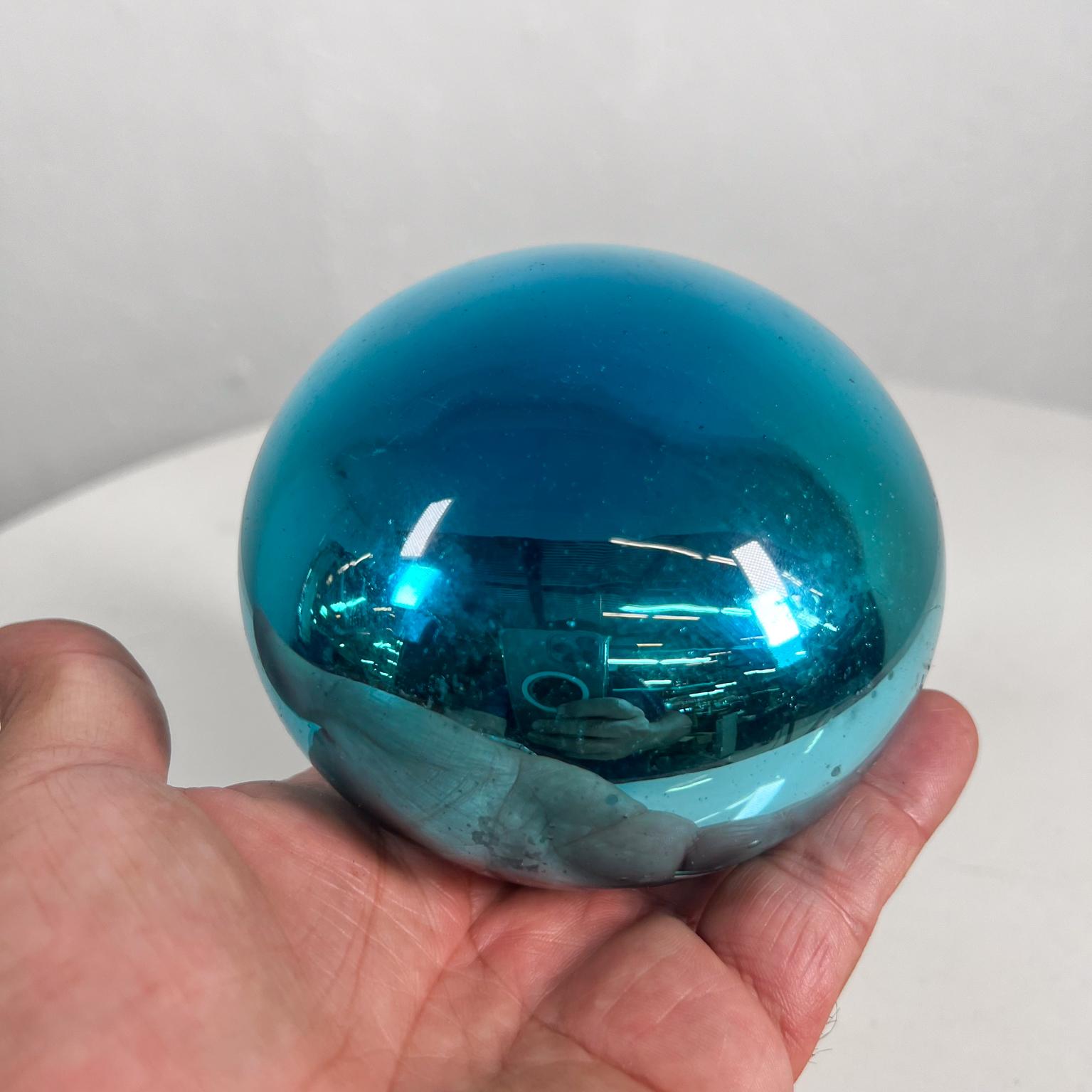 1970s Mexican Midcentury Mercury Glass Art Ball Ethereal Blue 2