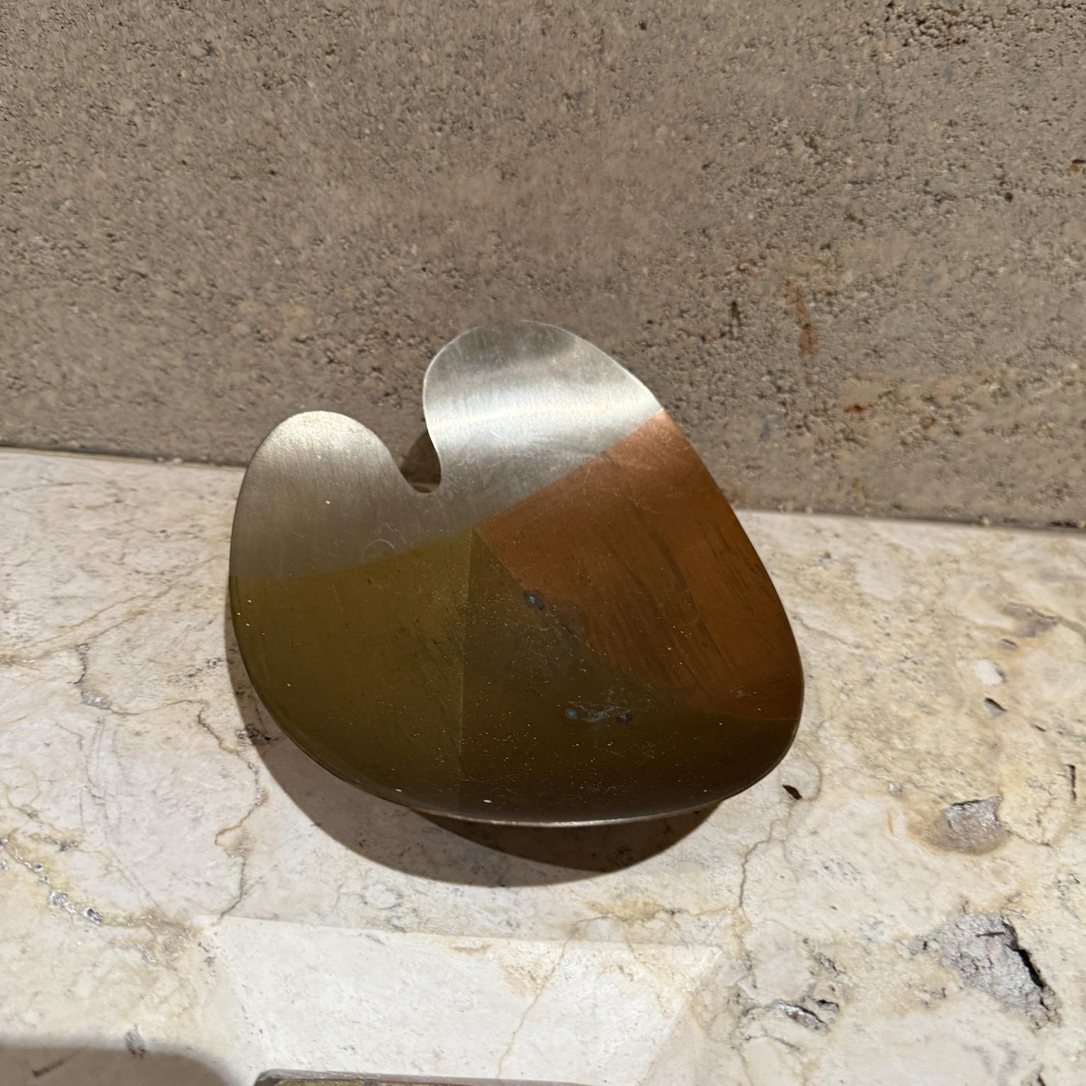 Mid-Century Modern 1970s Sculptural Mixed Metal Footed Dish Mexico For Sale