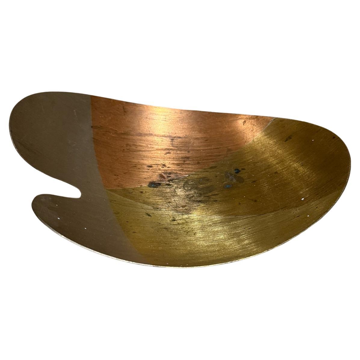 1970s Sculptural Mixed Metal Footed Dish Mexico
