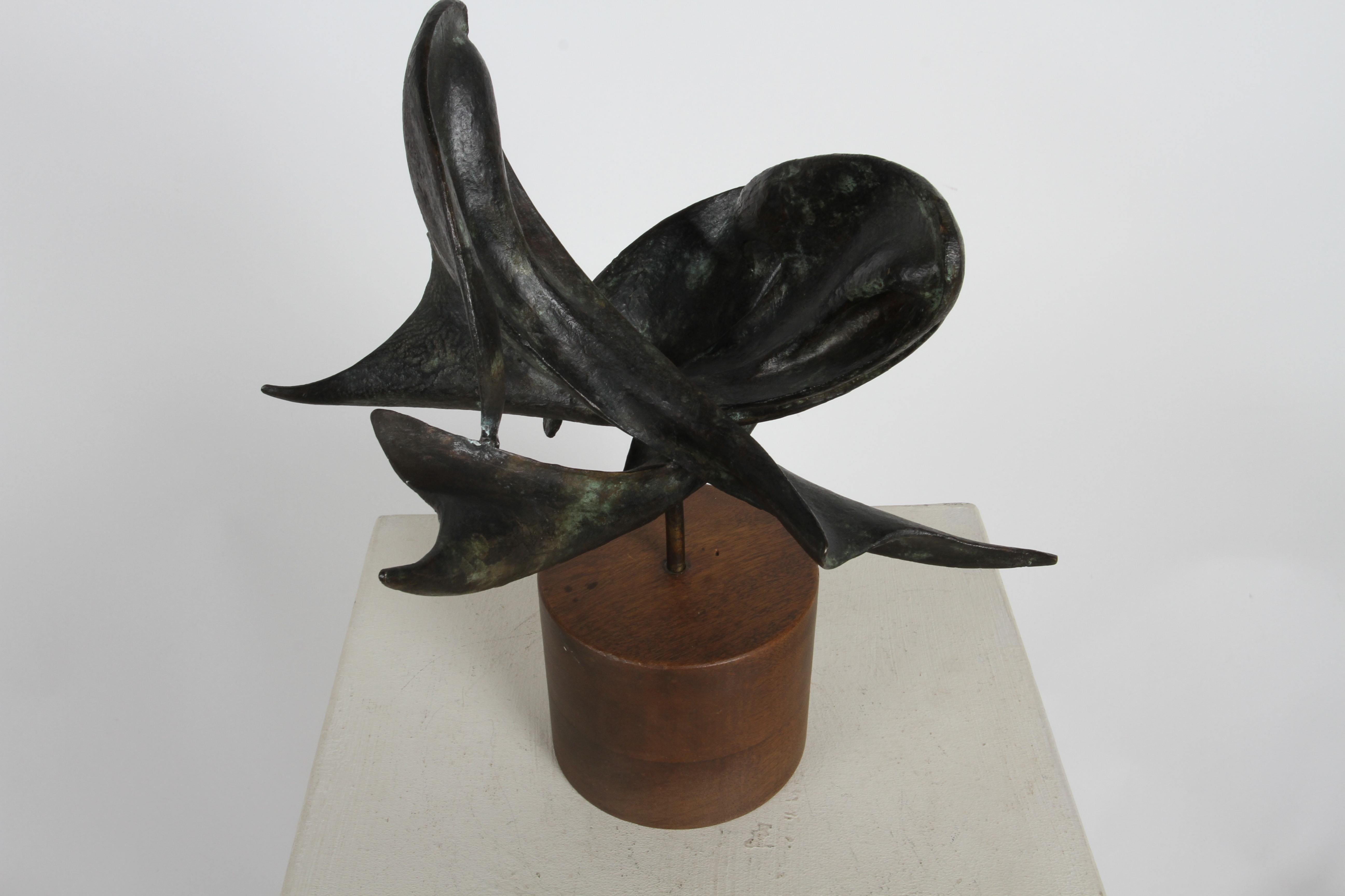 1970s Mexican Sculptor-Artist Ramiz Barquet - 3 Dancing Bronze Whales Sculpture  For Sale 6