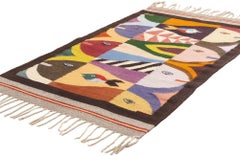 The Aquatic Mosaic: A Vintage Zapotec Kilim Masterpiece of Cubist Harmony