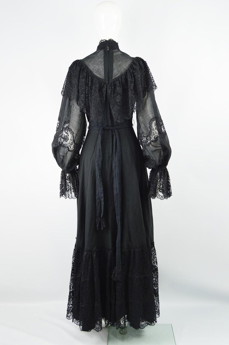 1970s Mexican Victorian Inspired Black Cotton Gauze and Lace Vintage Evening Dress For Sale at 1stDibs | mexican victorian dress, 70s victorian dress 1970s Mexican Victorian Inspired Black Cotton Gauze and Lace Vintage Evening Dress For Sale at 1stDibs | mexican victorian dress, 70s victorian dress