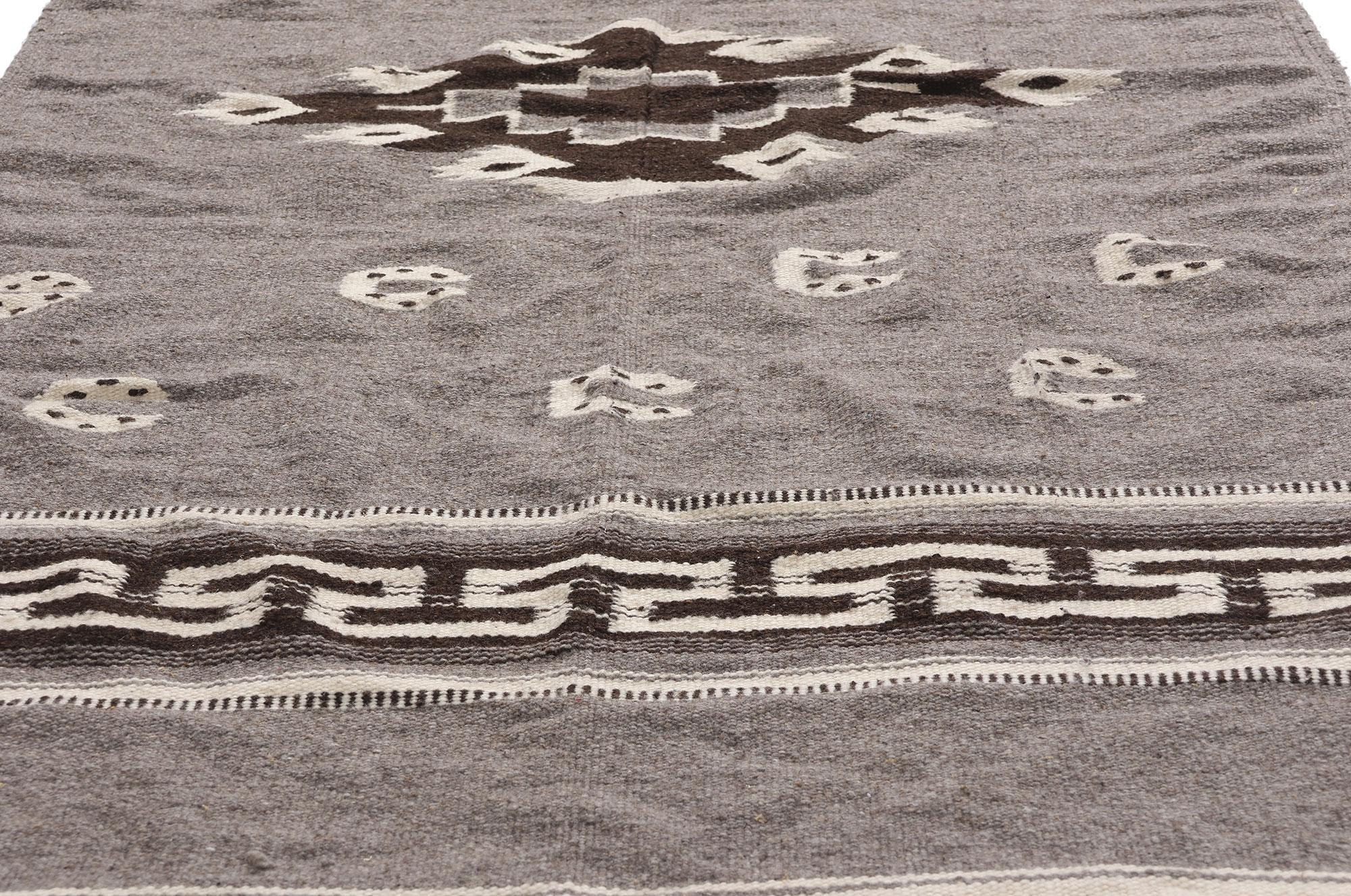 1970's Mexican Zapotec Rug, Mesoamerican Meets Contemporary Santa Fe In Good Condition For Sale In Dallas, TX