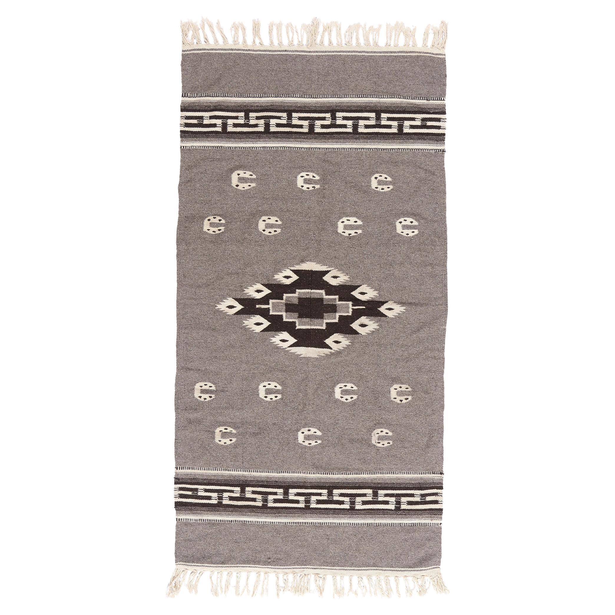 1970's Mexican Zapotec Rug, Mesoamerican Meets Contemporary Santa Fe