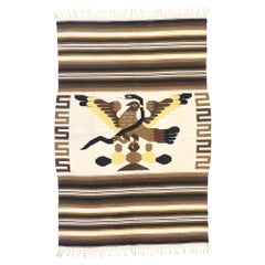 Tapis Kilim mexicain vintage Serape avec style tribal, aigle mangeant un serpent