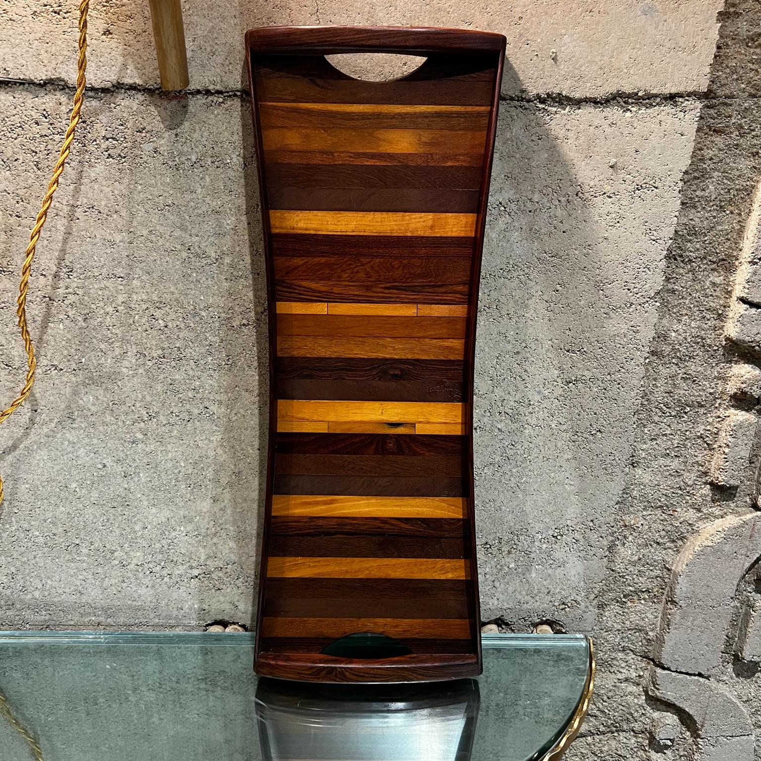 1970s Mexico Bar Service Tray Exotic Wood Stripe by Don Shoemaker for Señal For Sale 5