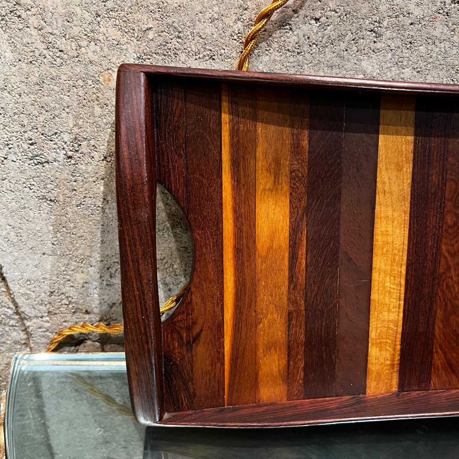 1970s Mexico Bar Service Tray Exotic Wood Stripe by Don Shoemaker for Señal In Good Condition For Sale In Chula Vista, CA