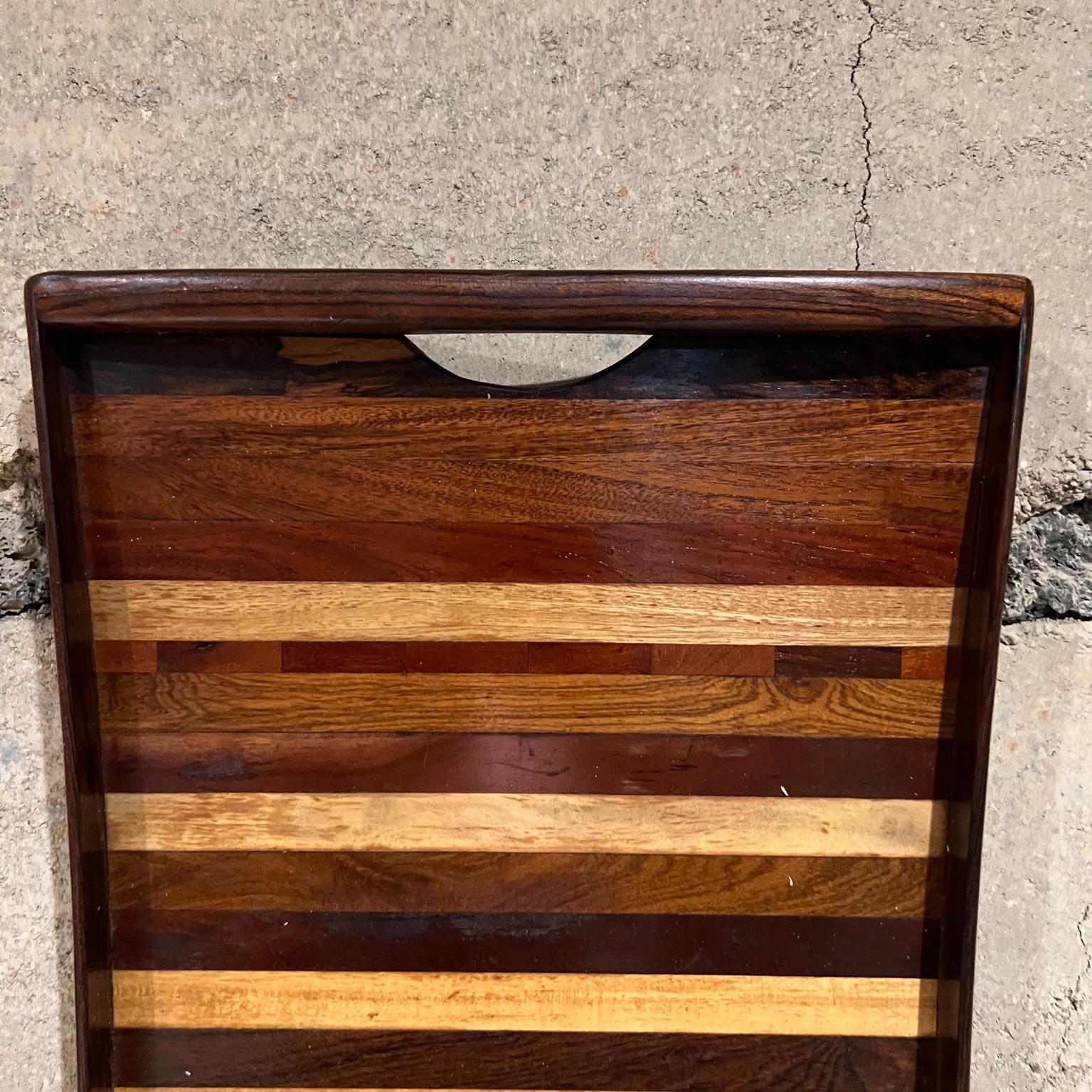Late 20th Century 1970s Mexico Bar Service Tray Exotic Wood Stripe by Don Shoemaker for Señal For Sale