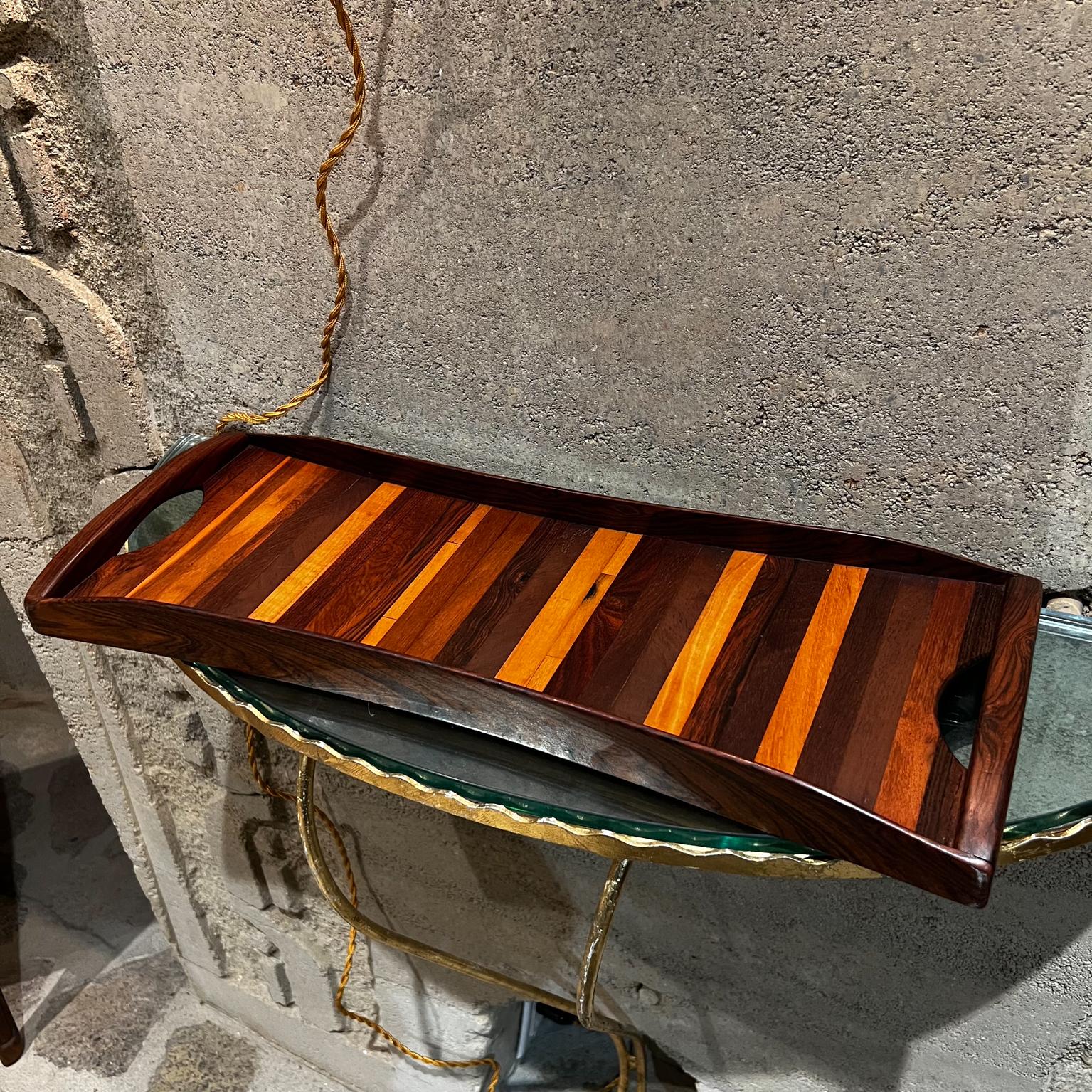 20th Century 1970s Mexico Bar Service Tray Exotic Wood Stripe by Don Shoemaker for Señal For Sale