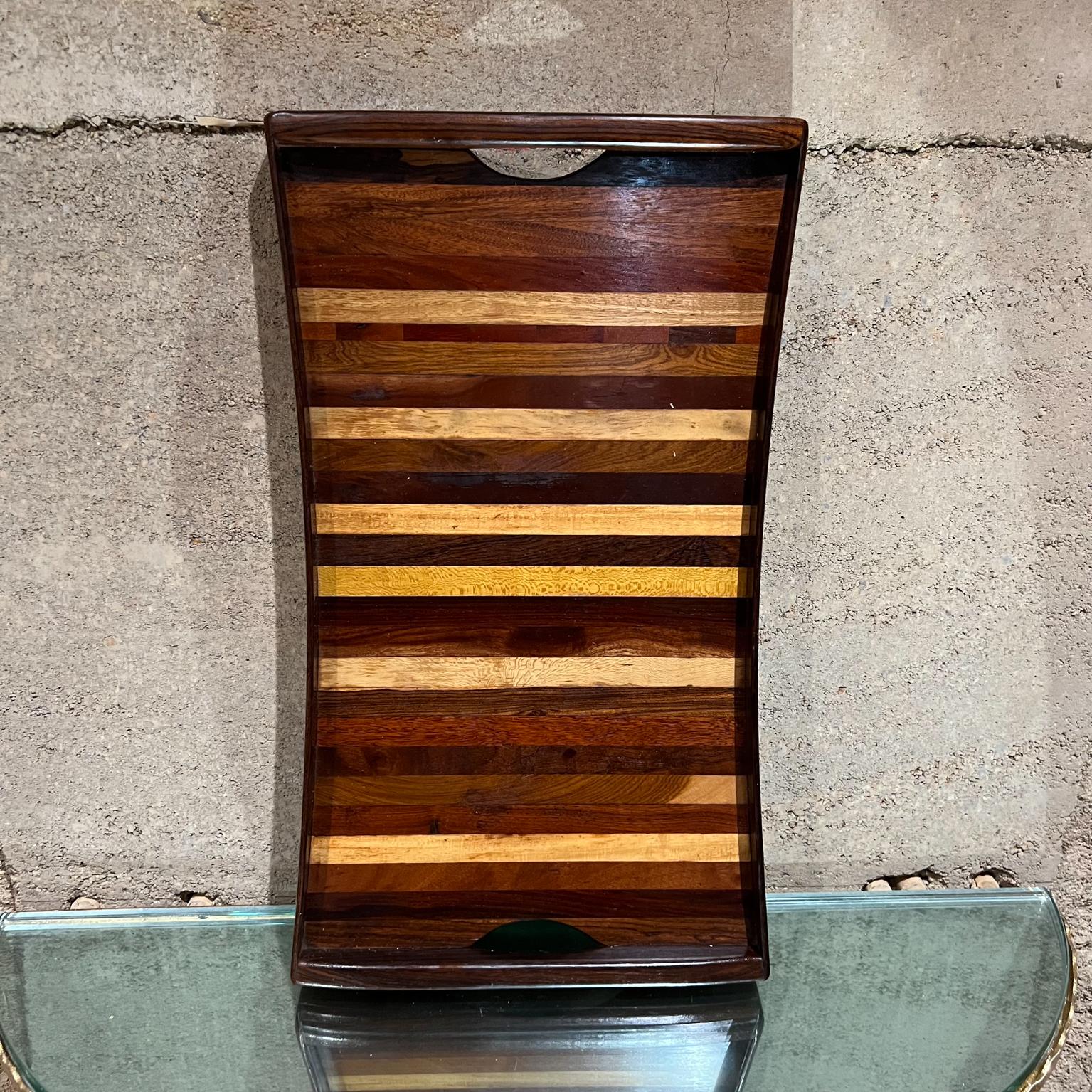 1970s Mexico Bar Service Tray Exotic Wood Stripe by Don Shoemaker for Señal For Sale 2