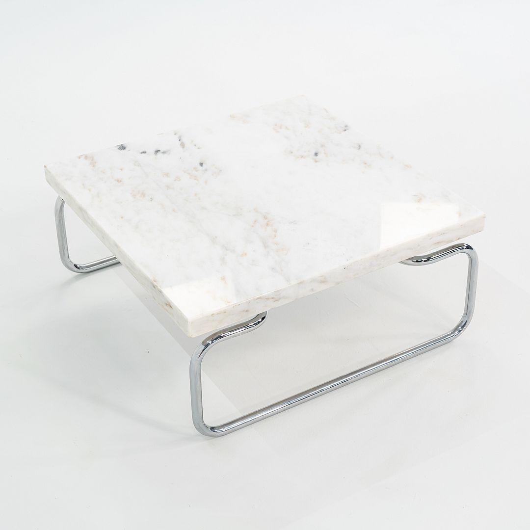 Tavolino da caffè in acciaio tubolare in marmo anni '70 Michael McCarthy per Cassina 32 pollici in vendita 2