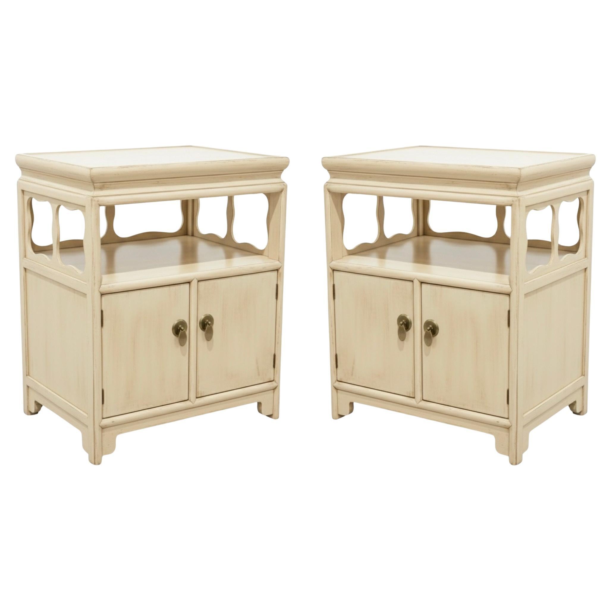 1970s Michael Taylor For Baker Furn. Asian Modern Painted Side Tables - Pair