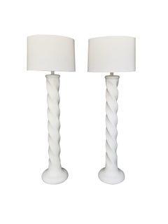 Pair of 1970s Michael Taylor Spiral Column Lamps