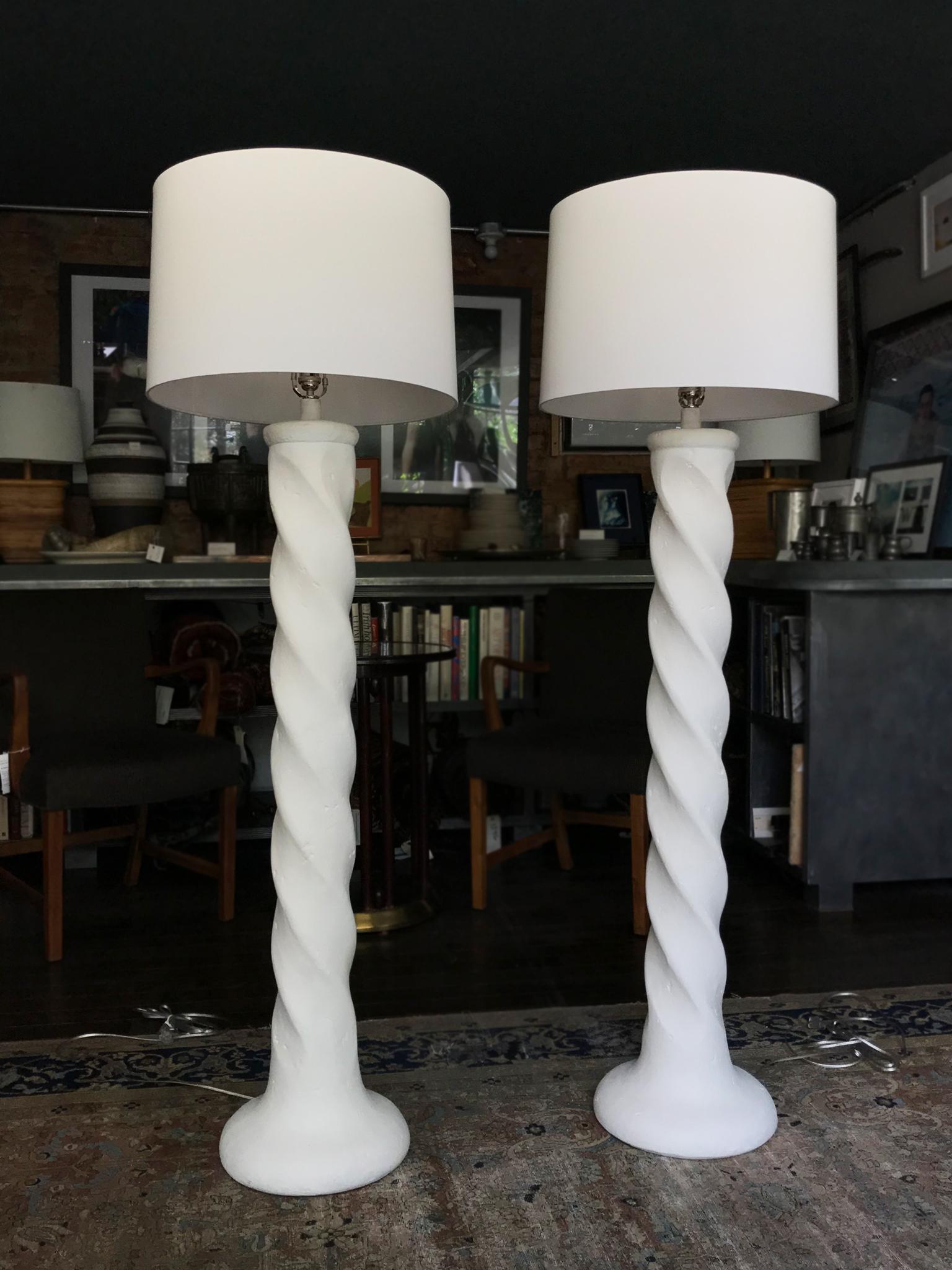 Pair of 1970s Michael Taylor Spiral Column Lamps In Good Condition In New York, NY