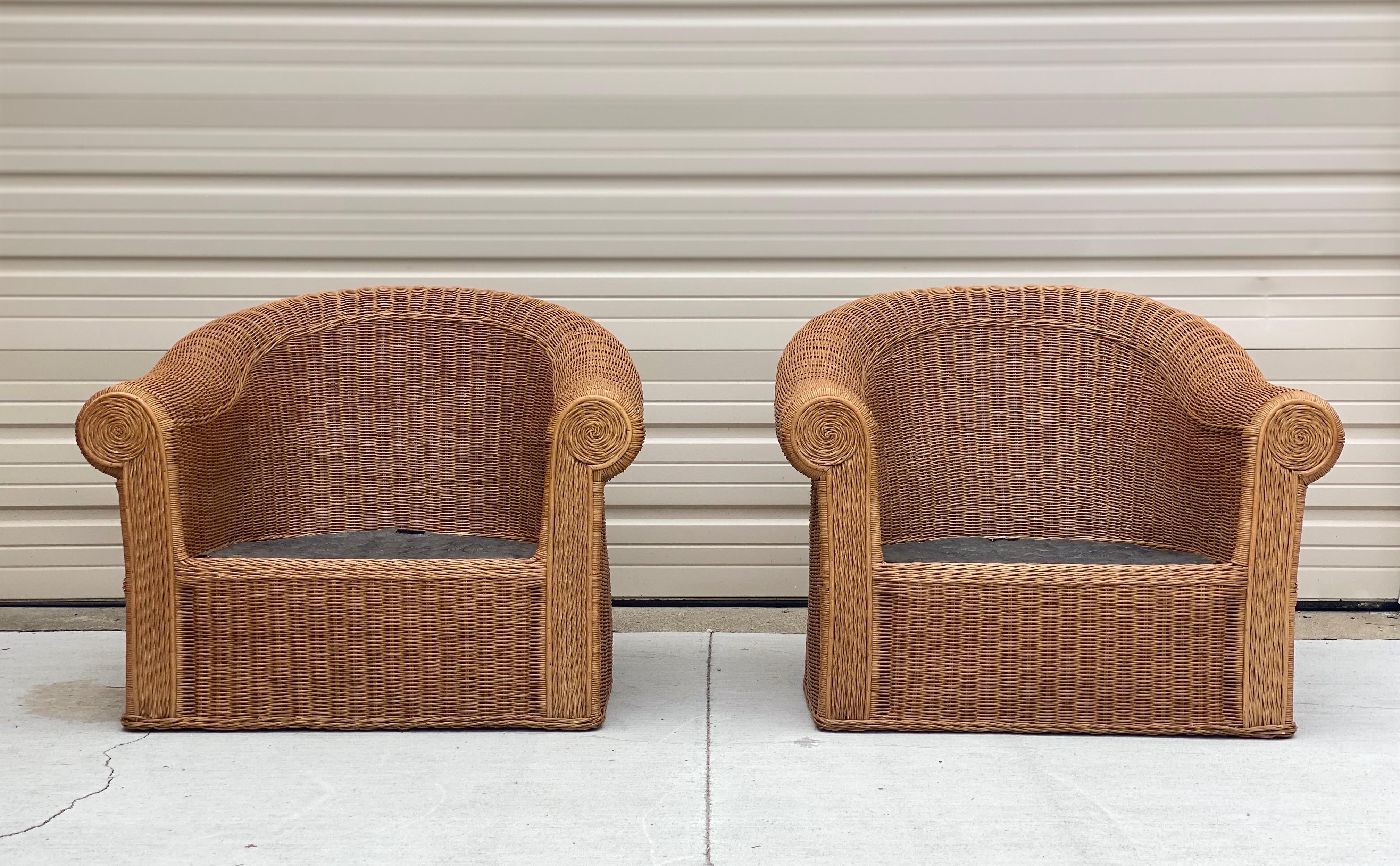 1970s Michael Taylor Style Henry Link Rattan Wicker Living Room Set, 5 Pieces In Good Condition In Farmington Hills, MI
