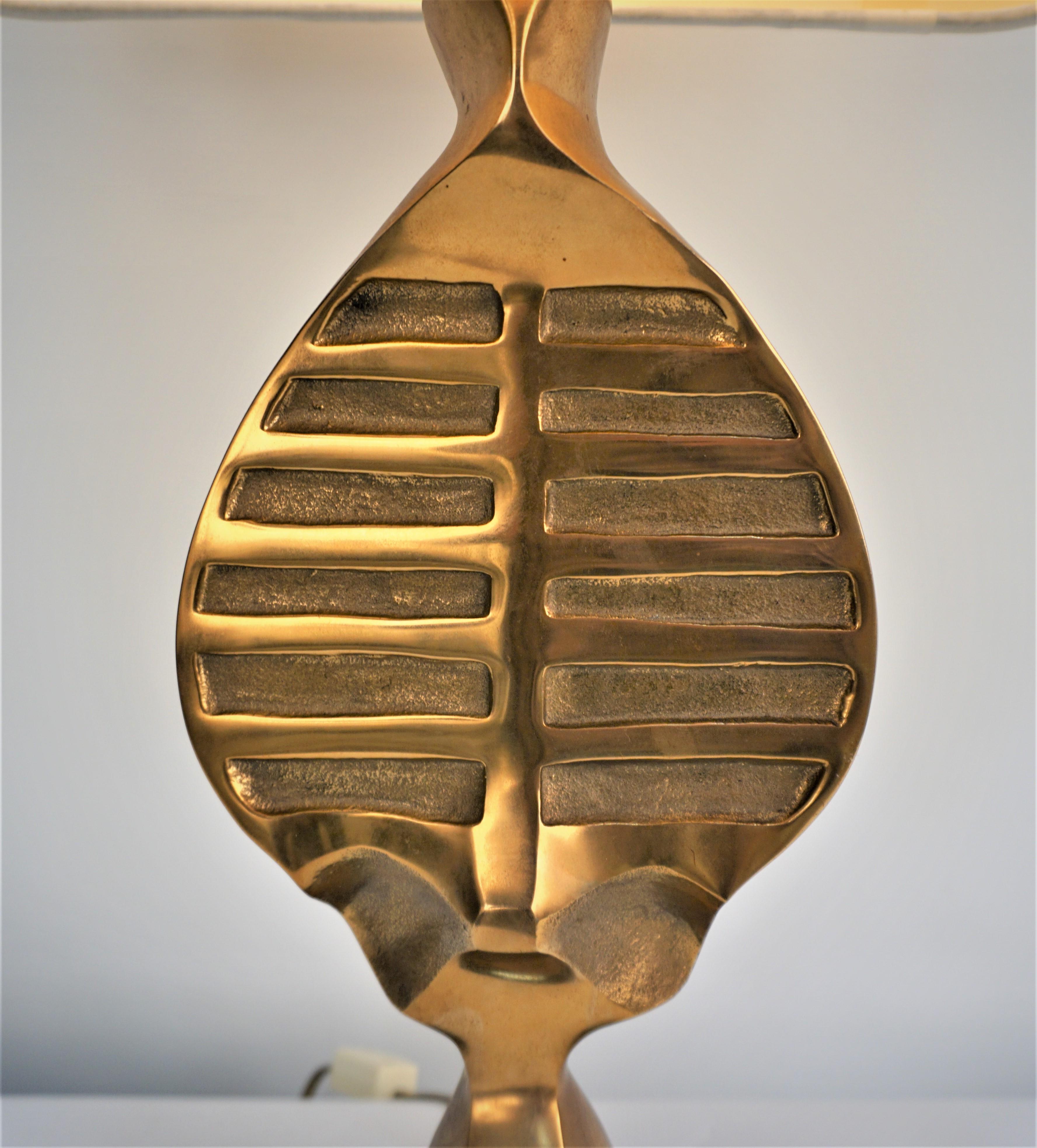 Modern 1970s Michel Jaubert Bronze Table Lamp For Sale