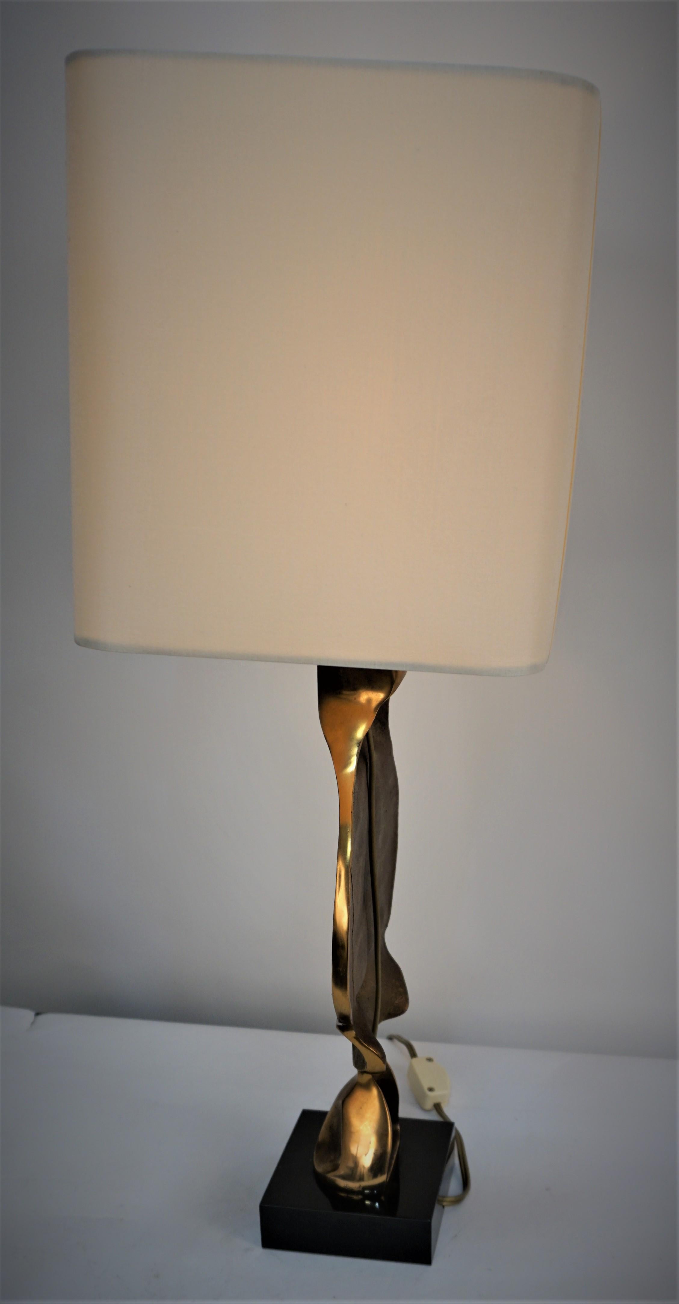 1970s Michel Jaubert Bronze Table Lamp In Good Condition For Sale In Fairfax, VA