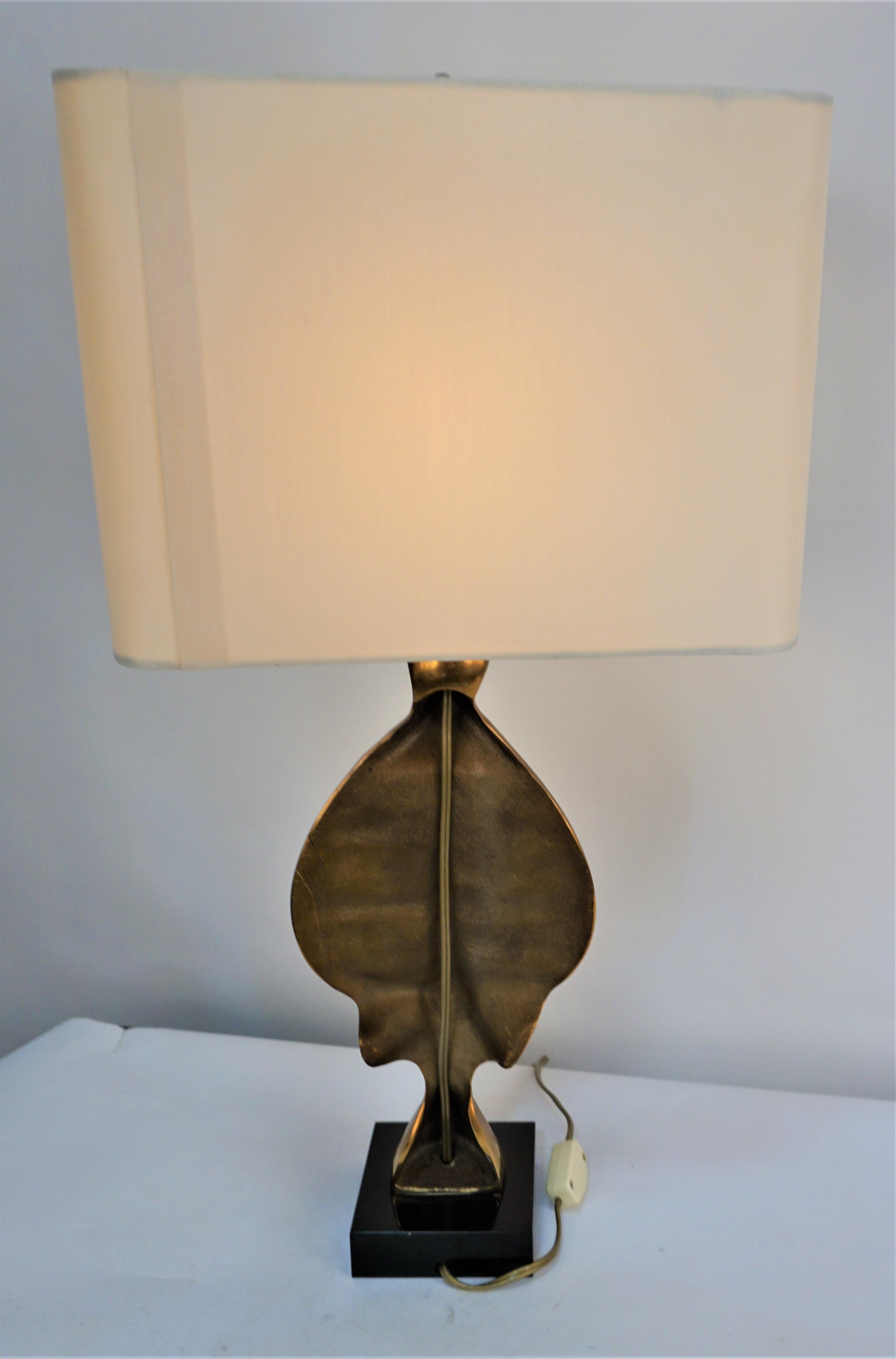 Late 20th Century 1970s Michel Jaubert Bronze Table Lamp For Sale