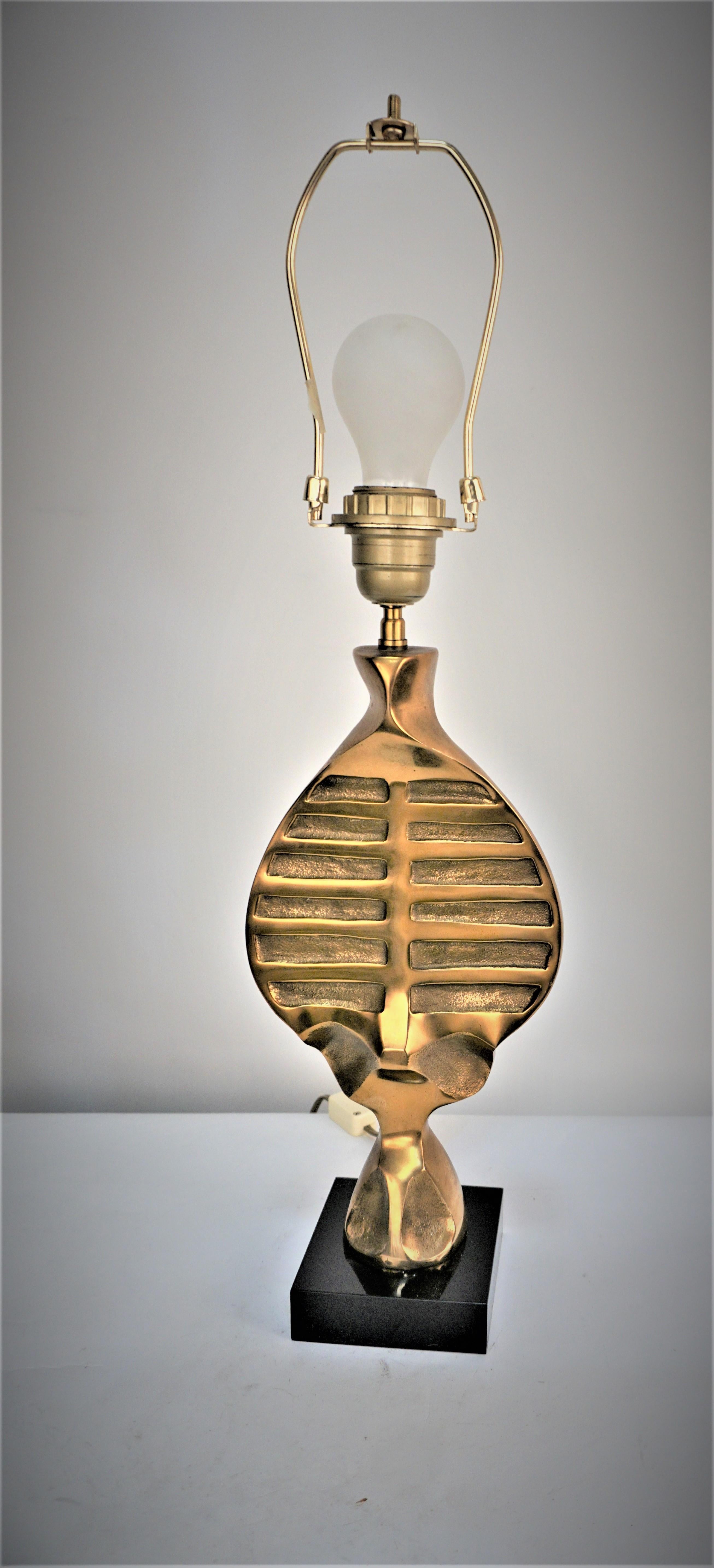 1970s Michel Jaubert Bronze Table Lamp For Sale 1