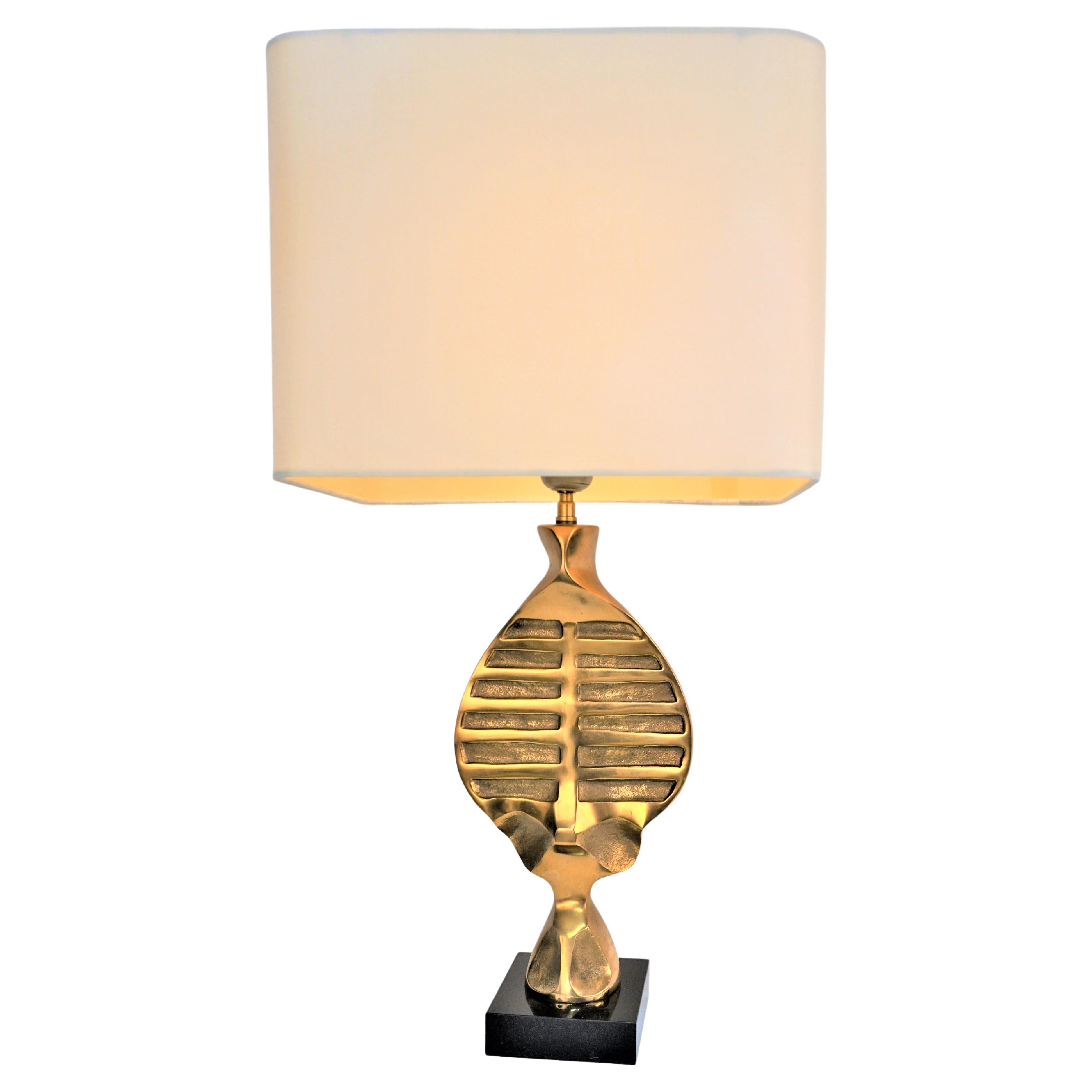 1970s Michel Jaubert Bronze Table Lamp