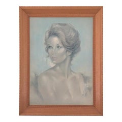 1970s Mid Century ‘74 Reverse Painted Nude Portrait Signed