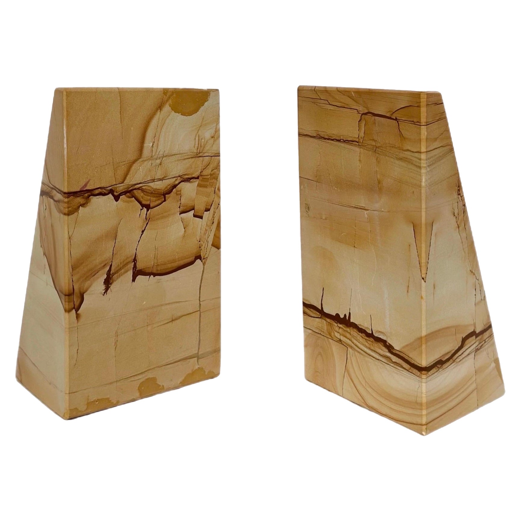 1970s Mid Century Architectural Tapered Picture Jasper Bookends - A Pair