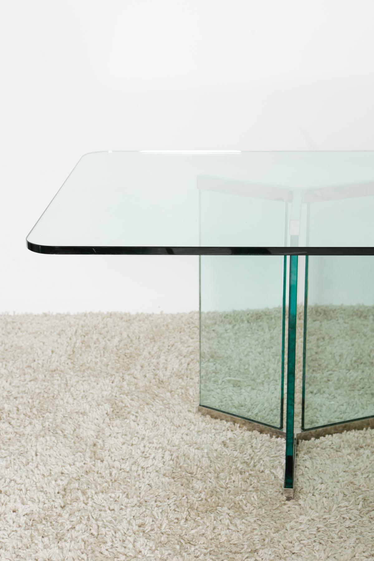 1970s Mid Century Authentic Pace Collection Glass Dining Table In Good Condition In Armonk, NY