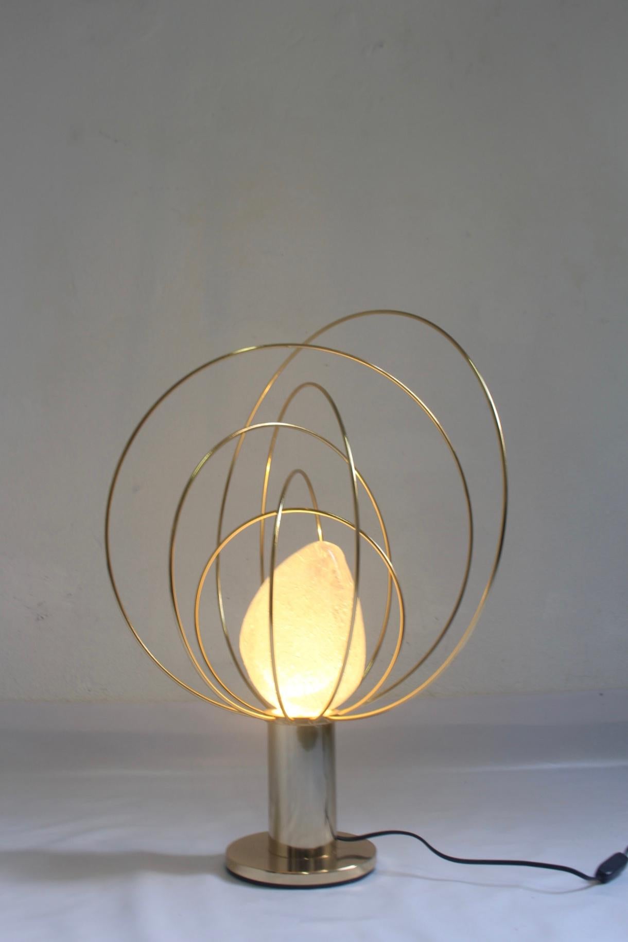 Plated 1970s Midcentury Barnaba Table Lamp by Angelo Brotto for Fase For Sale
