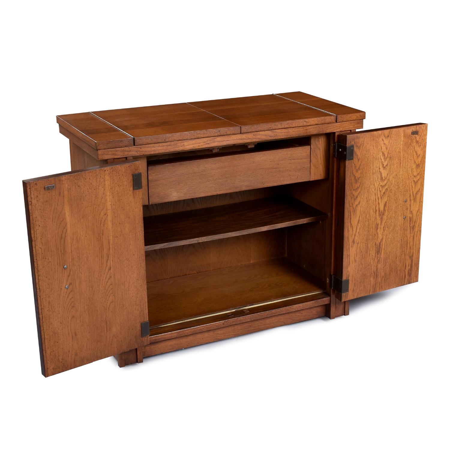 1970s Mid-Century Brutalist Expanding Bar Cart Server on Casters 1