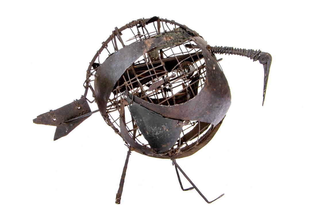 1970's Mid Century Brutalist Blech und Draht Avian Figur (Ende des 20. Jahrhunderts) im Angebot