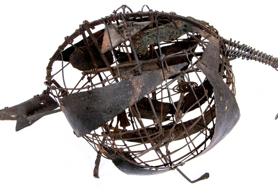1970's Mid Century Brutalist Blech und Draht Avian Figur (Metall) im Angebot