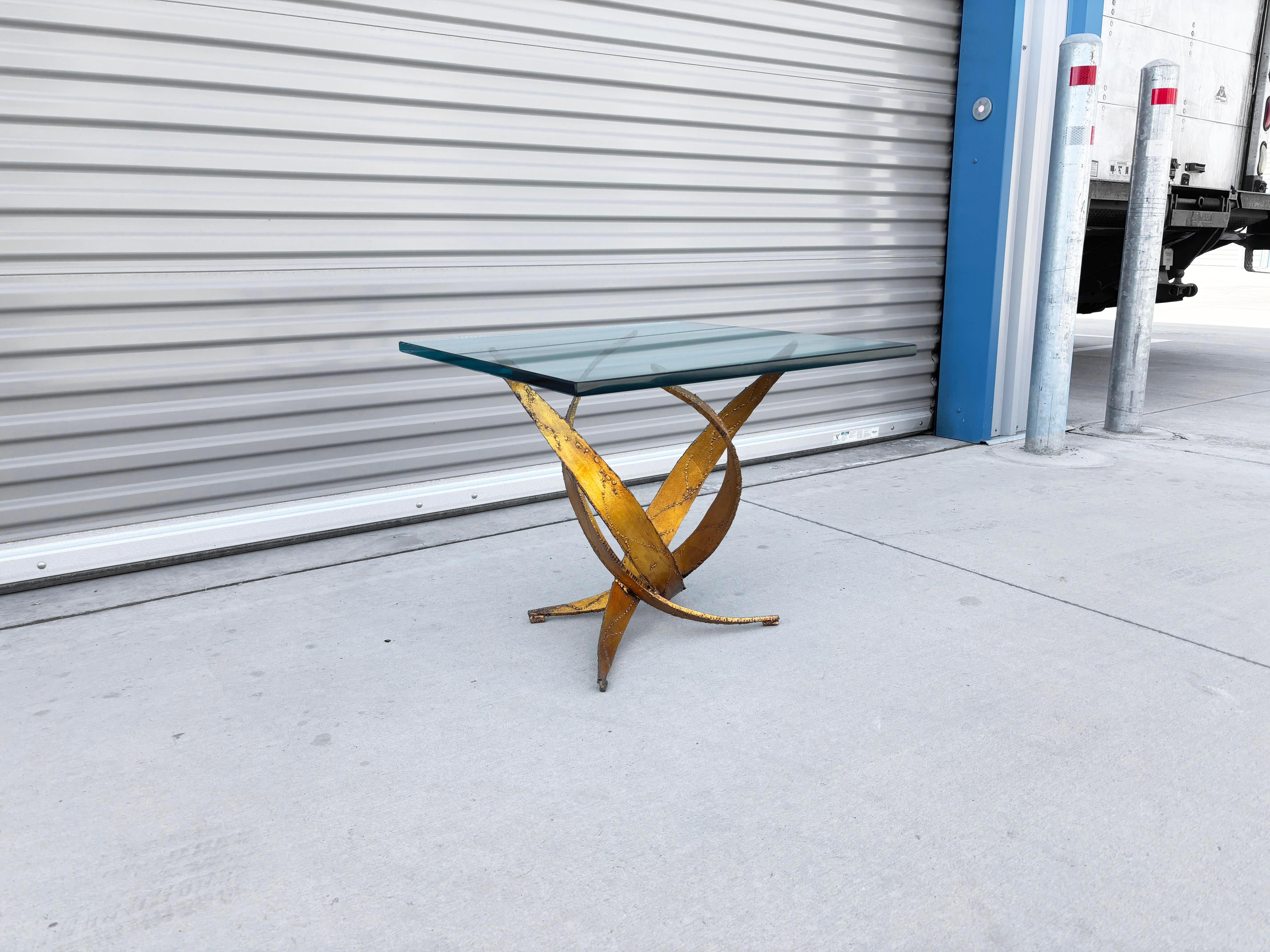 Mesa auxiliar cuadrada Brutalista de mediados de siglo de 1970 de Silas Seandel en Bueno estado para la venta en North Hollywood, CA