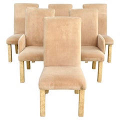 1970 Mid Century Burl Dining Chairs - Set of 6